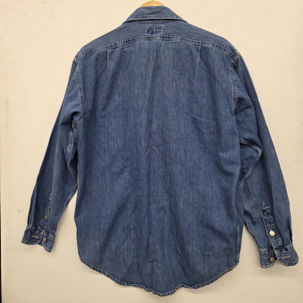 Vintage Polo Jeans Ralph Lauren Denim Worker Button Down Shirt Size Large L - Picture 2 of 10